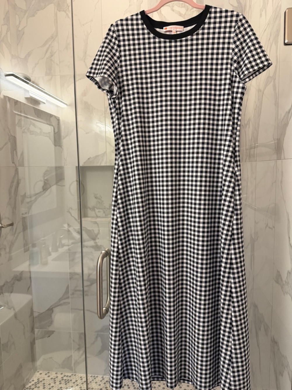 Jude Connally Black and White Gingham Top with Ribbed Neck